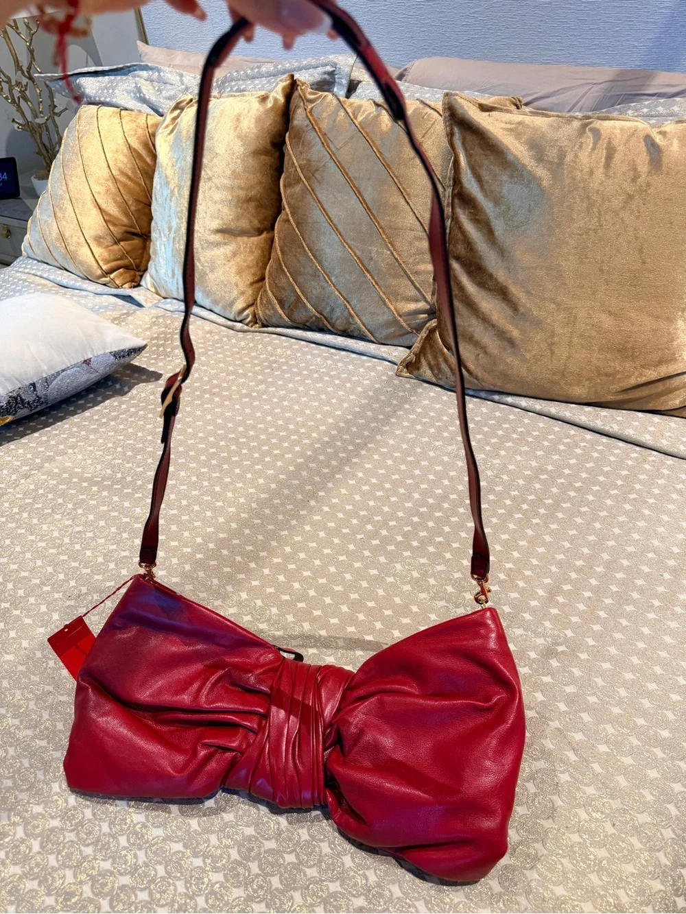 Authentic vintage Valentino Garavani Red Bow-Knot Leather Clutch